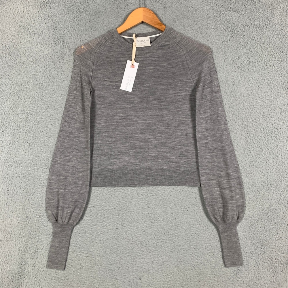 Giada Forte Sweater Women's 0 Gray My Knit Extrafine Merino Wool Balloon Sleeve